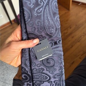 Canali Men's Blue Paisley Silk Tie Made in Italy NWT